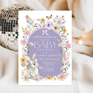 Een Kleine Bunny Wildflower Baby Shower Kaart