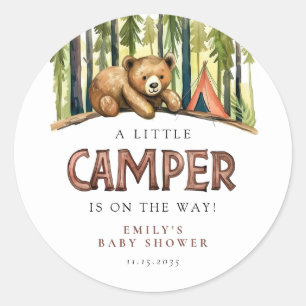Een Kleine Camper Bos Baby Shower Ronde Sticker
