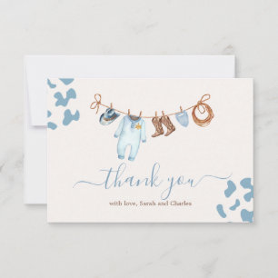 Een kleine Cowboy Baby shower Blauw Dank u kaart