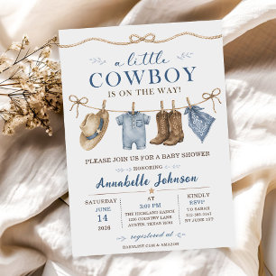 Een Kleine Cowboy Baby Shower Jongen Kaart