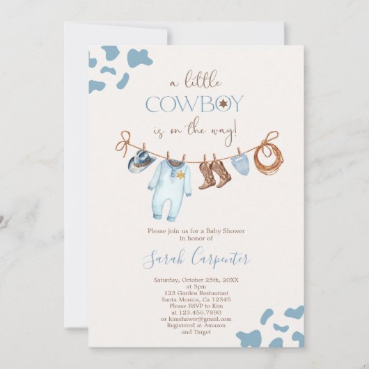 Een kleine cowboy Baby shower jongensuitnodiging Kaart (Voorkant)