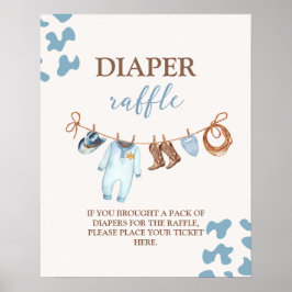 Een kleine Cowboy Blue Diaper Raffle teken Poster