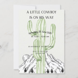 Een Kleine Cowboy is Onderweg, Baby Shower Uitnodi Kaart