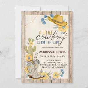 Een kleine cowboy is onderweg blauw geel Western Kaart