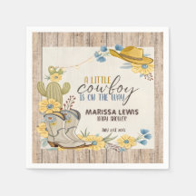 Een kleine cowboy is onderweg blauw geel Western