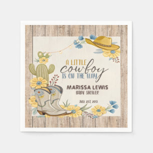 Een kleine cowboy is onderweg blauw geel Western Servet