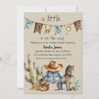 Een Kleine Cowboy is Op Komst Baby Shower Uitnodig Kaart