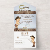 Een Kleine Cowboy Is Op Weg Baby Shower All In One Uitnodiging (Binnen)