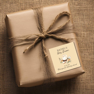 Een kleine cowboy is op zijn Weg Western Baby show Vierkante Sticker