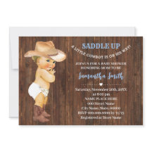 Een kleine cowboy op zijn Way Blue Baby shower