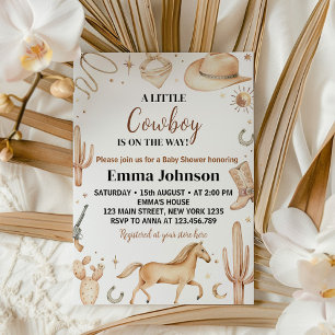Een kleine Cowboy Rodeo Baby shower Invitation Kaart