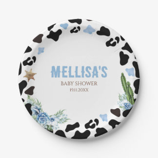 Een Kleine Cowboy Western Jongens Baby Shower Papieren Bordje