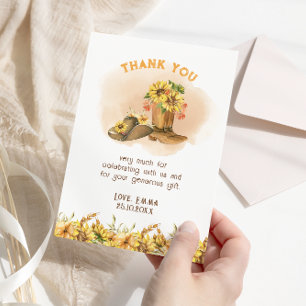 Een kleine cowboy Western neutraal Baby shower Bedankkaart