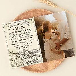 Een kleine cowboy Western rodeo Baby shower foto Kaart