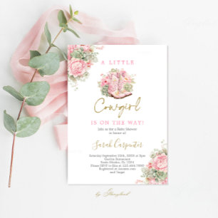 Een kleine cowgirl Baby shower meisje uitnodigen Kaart