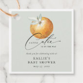 Een kleine Cutie Citrus Oranje Baby shower Bedankjes Labels (Voorkant)