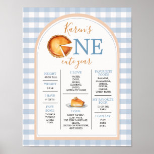 Een kleine Cutie Pie Een jaar fact sign Blue Gingh Poster
