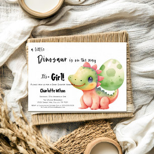 Een Kleine Dinosaurus Is Op Weg Baby Shower Kaart