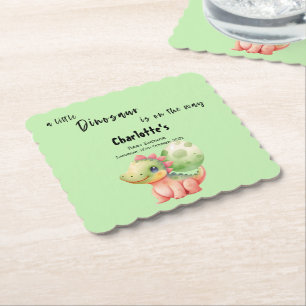 Een Kleine Dinosaurus Is Op Weg Baby Shower Kartonnen Onderzetters