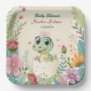 een kleine Dinosaurus Waterverf Hatching Soon Papieren Bordje