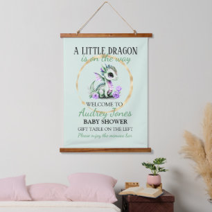 Een kleine draak is op weg naar Baby shower Hangend Wandkleed