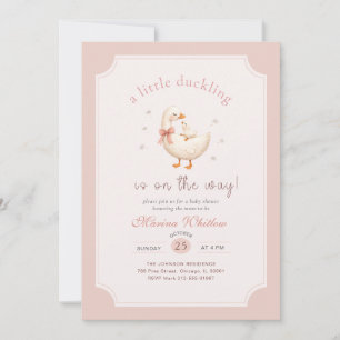 Een Kleine Eendje Gans Roze Strik Baby Shower Kaart