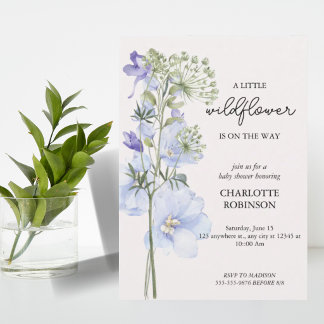 Een kleine elegante wilde bloem meisje baby shower kaart