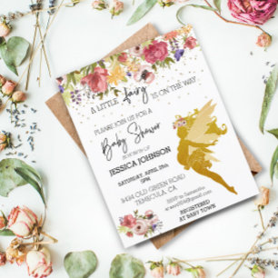 Een Kleine Fee is Op Weg Baby Shower Goud Invi