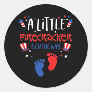 Een kleine Firecracker is onderweg op 4 juli Ronde Sticker
