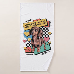 Een kleine hond kan een groot huis bij elkaar houd badhanddoek