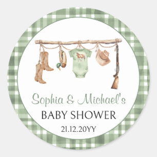 Een kleine jager babyshower cupcake topper ronde sticker