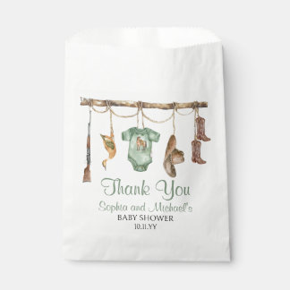 Een kleine jager is op weg naar het Baby shower Bedankzakje