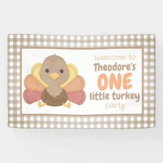 Eén Kleine Kalkoen Eerste Verjaardag Spandoek
