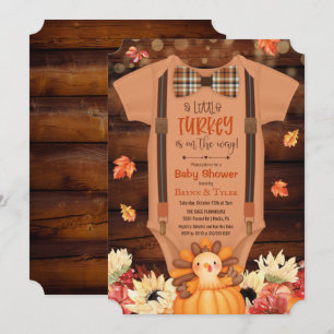 Een kleine kalkoen rustieke babyshower uitnodiging