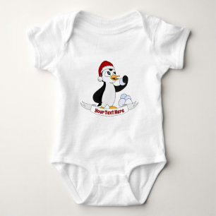 Een kleine kerstpinguïn met sneeuwbal Baby Romper