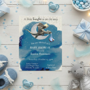 Een kleine Knight Dragon Baby shower uitnodiging