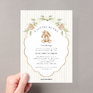 Een Kleine Konijn Neutrale Baby Shower Uitnodiging Acryl Uitnodigingen