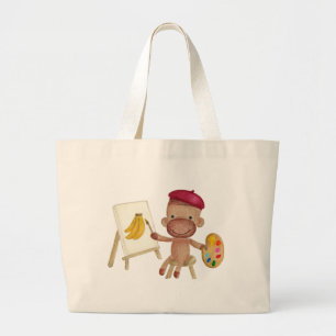 Een kleine kunstenaar Socky, de Sock Monkey Bag Grote Tote Bag
