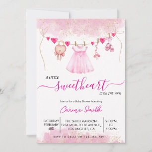 Een kleine liefje meisje Baby shower uitnodiging