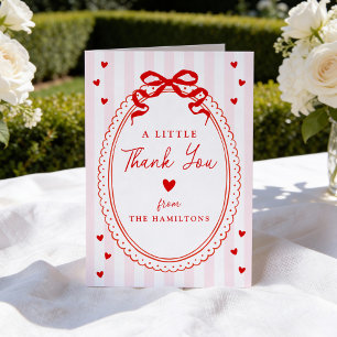 Een Kleine Liefje Roze en Rode Strik Baby Shower Bedankkaart