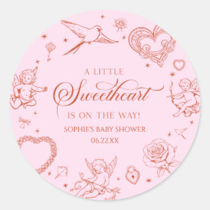 Een Kleine Liefje Valentijnsdag Baby Shower Ronde Sticker