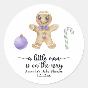 Een kleine man is onderweg! Kerstkoekjes Ronde Sticker