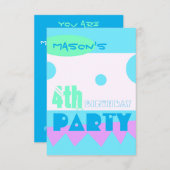 Een kleine Monster 4e Birthday-uitnodiging Kaart (Voorkant / Achterkant)