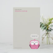 Een kleine noot Dank je Roze Owl Briefpapier (Staand voorkant)