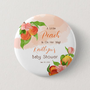 Een kleine perzik is op weg meisje Baby shower Ronde Button 5,7 Cm