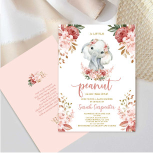 Een kleine pinda Elephant Baby shower Girl Kaart