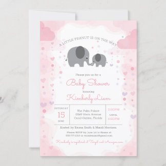 Een kleine pinda Elephant Girl-Baby shower Kaart