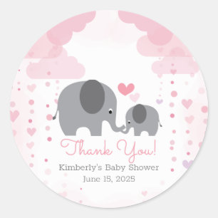 Een kleine pinda Elephant Girl-Baby shower Ronde Sticker