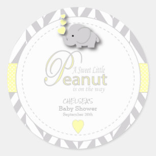 Een kleine pinda-olifant Baby shower Ronde Sticker