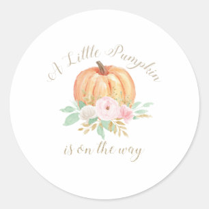 Een Kleine Pompoen Baby Shower roze bloemen Ronde Sticker